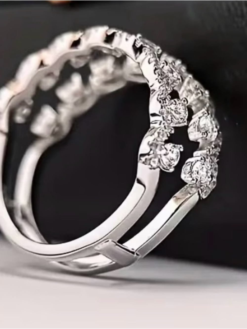 Elegant White CZ Double Row Stacking Ring - Picture 5 of 5